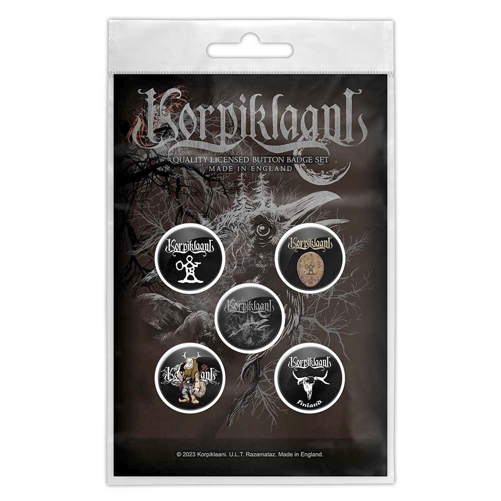 Korpiklaani - Raven Badge/button - Set van 5 - Zwart